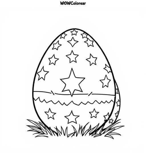 dibujos para colorear huevos de Pascua con patrones de estrellas